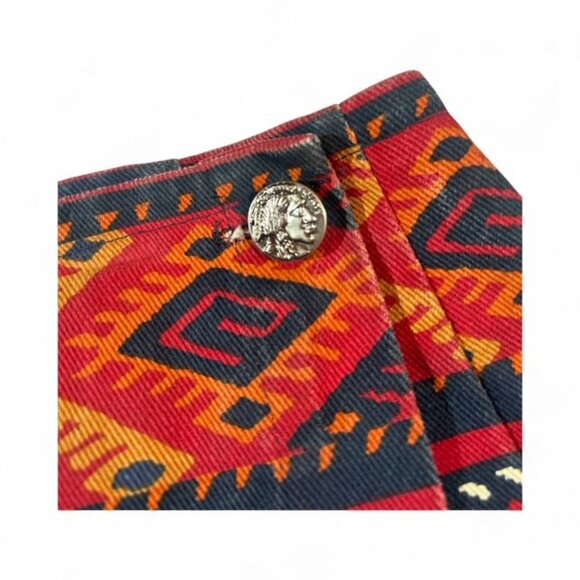 Vintage Cambridge Dry Goods Red Aztec Tribal Print Wrap Skirt | Size 8/10 | EUC - Picture 8 of 9